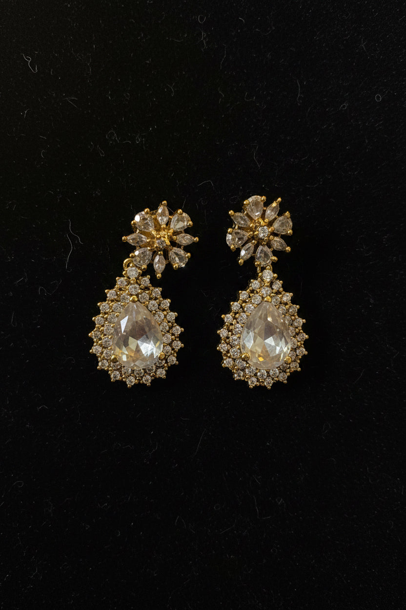 Elegant CZ Teardrop Necklace & Earring Set