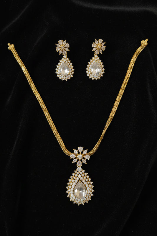 Elegant CZ Teardrop Necklace & Earring Set