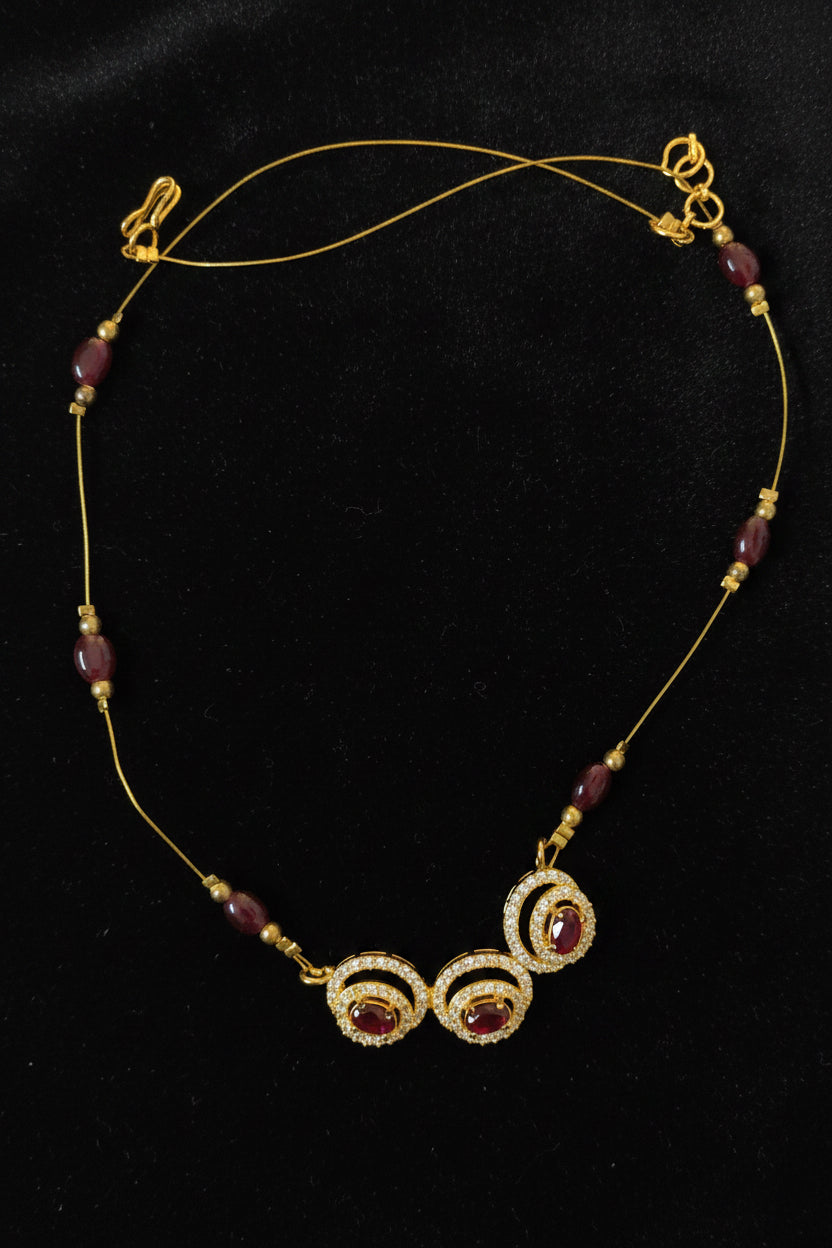 Premium Handcrafted Jadau Necklace with Red Accents