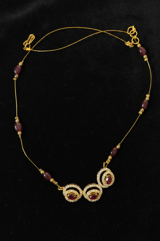 Premium Handcrafted Jadau Necklace with Red Accents